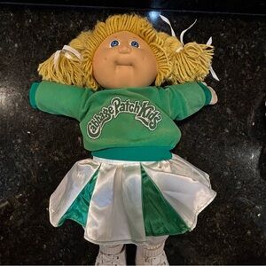 Vintage 1980s Cabbage Patch Kids Green and White cheerleader Doll